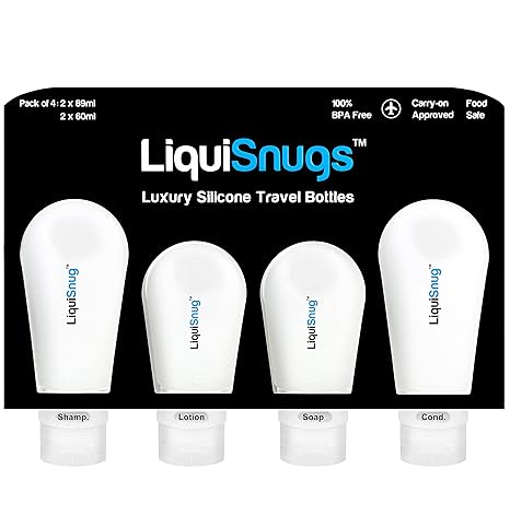 Leak-Proof Silicone Travel Bottles with Suction Cups and Labels